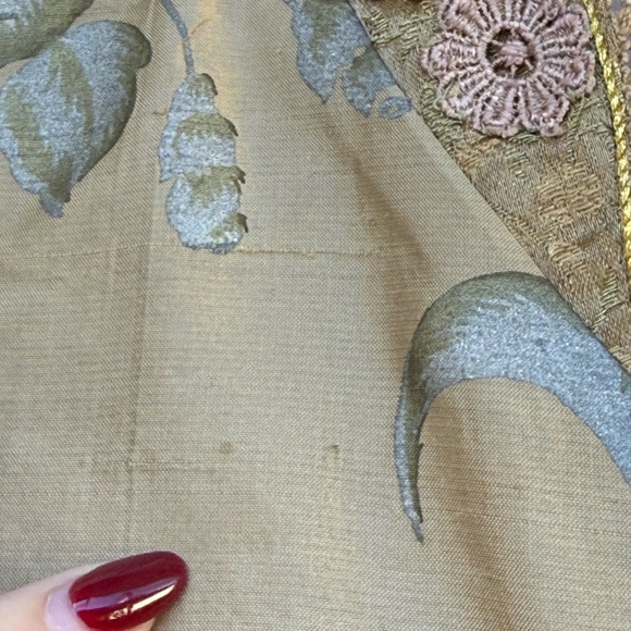 Sandy Starkman floral lace tan long sleeve silk romantic style jacket - Picture 8 of 9